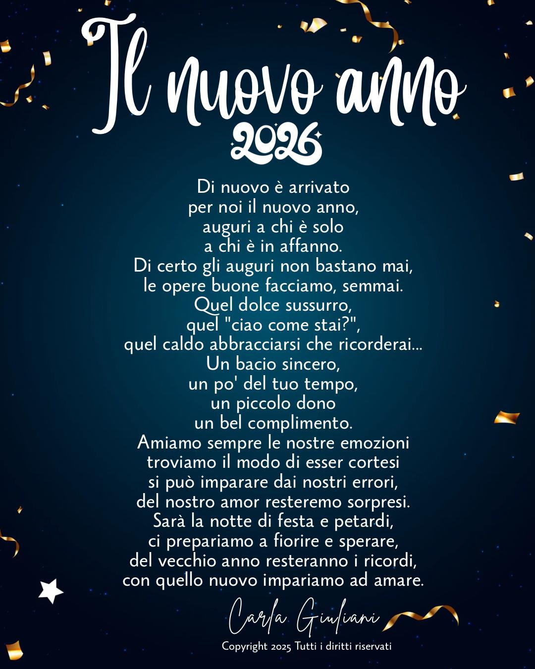 Poesia pubblicata in occasione del nuovo anno. GEN 26